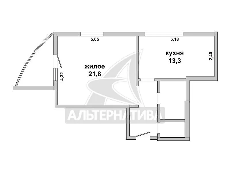 1-комнатная квартира,  г.Брест,  2009 г.п.,  Дзержинского ул. w172298 9