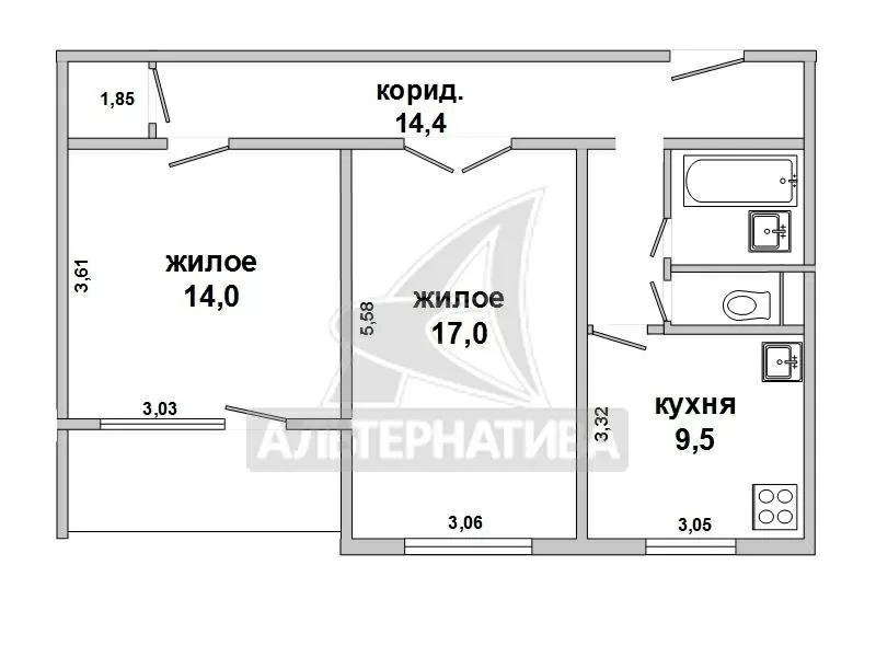 2-комнатная квартира,  г.Брест,  Партизанский проспект. w171932 7