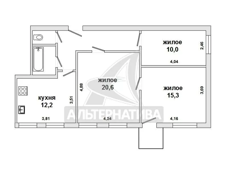 3-комнатная квартира,  г.Брест,  Карла Маркса ул.,  1917 г.п. w171899 11