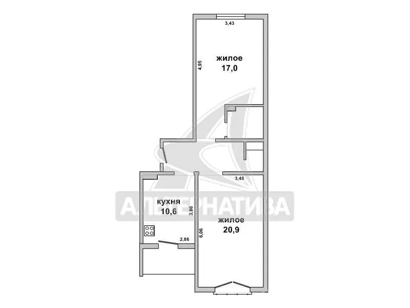 2-комнатная квартира,  г.Брест,  Луцкая ул. w172338 15