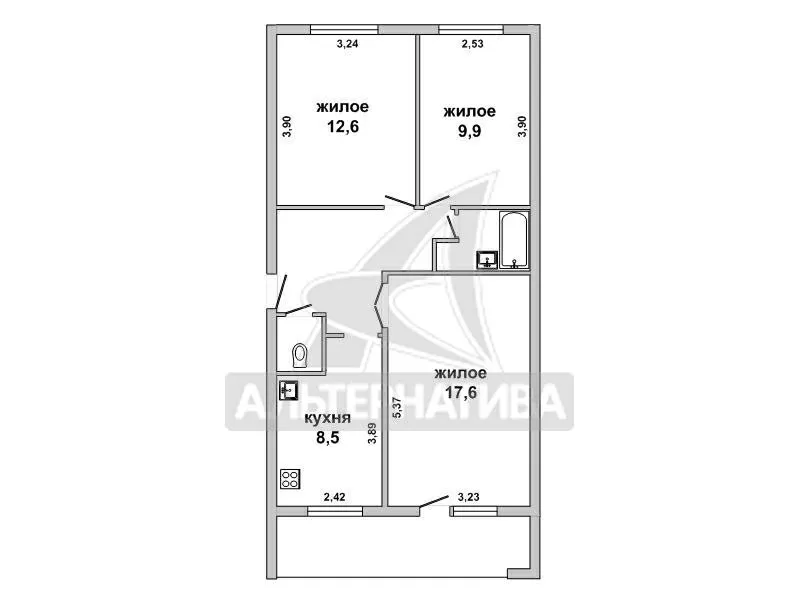 3-комнатная квартира,  г.Брест,  Кирова ул. w172739 9