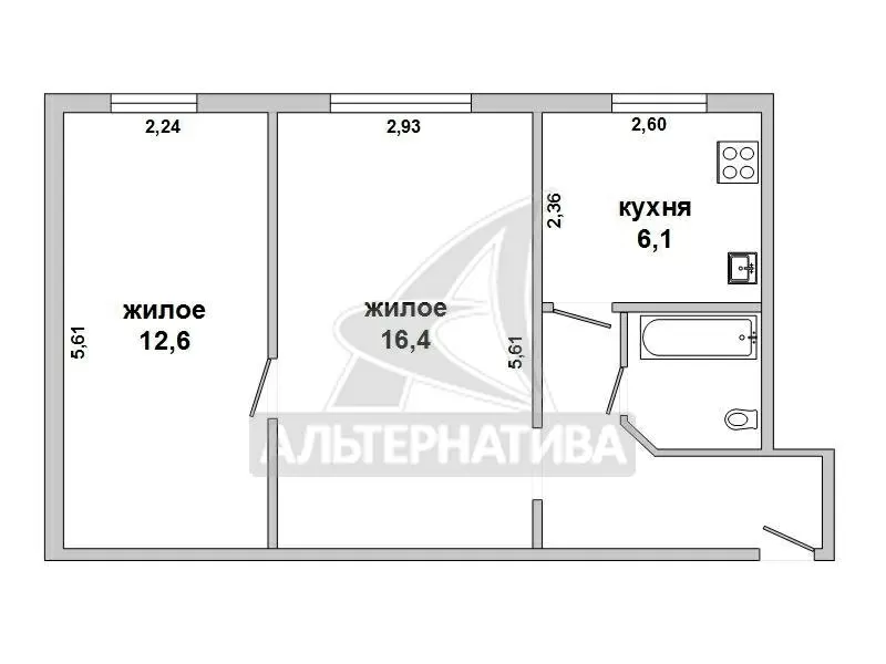 2-комнатная квартира,  аг.Пелище,  Первомайская ул. w172520 10