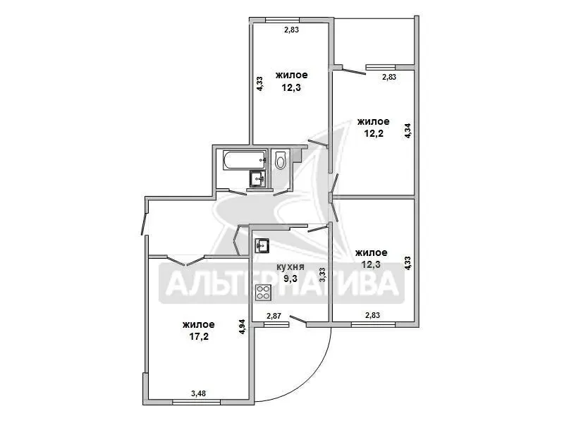 4-комнатная квартира,  г.Брест,  Вульковская ул. w172548 7