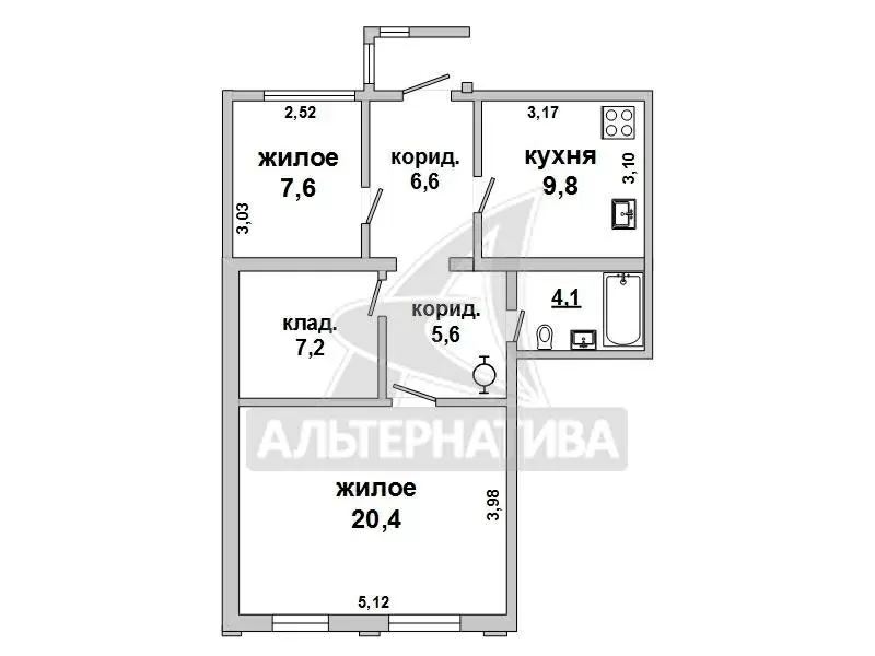 Квартира в жилом доме. г.Брест. Керамический кирпич / шифер. r160386 7