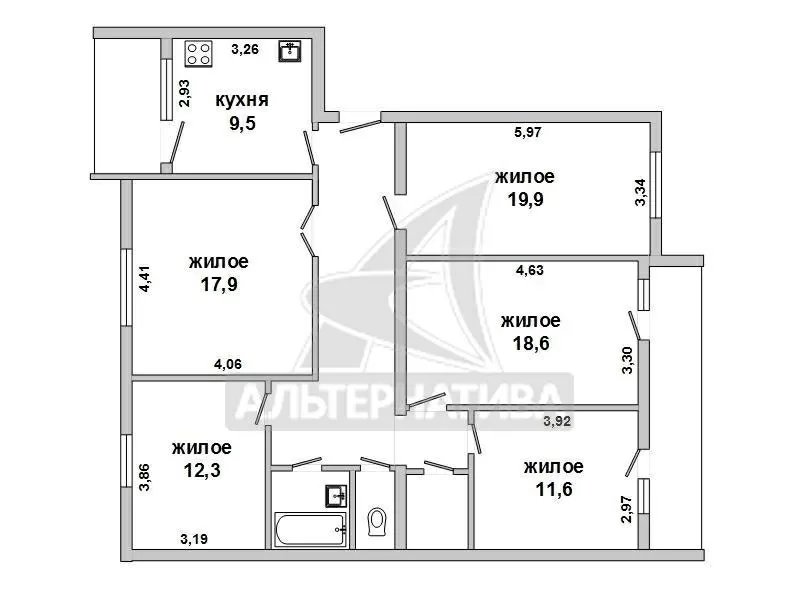 5-комнатная квартира,  г.Брест,  Менжинского ул. w172539 8