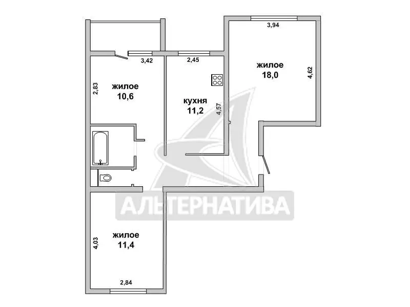 3-комнатная квартира,  г.Брест,  Воровского ул. w172645 10