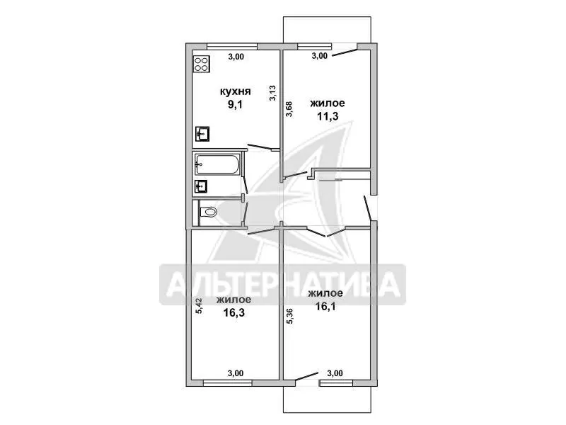 3-комнатная квартира,  г.Брест,  Рокосcовского ул. w172695 10