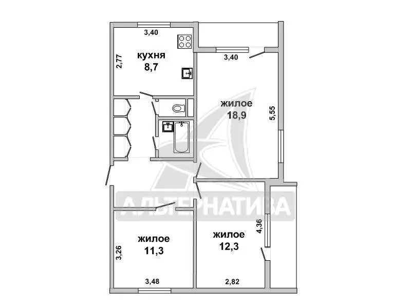 3-комнатная квартира,  г.Высокое,  Строителей ул. w172500