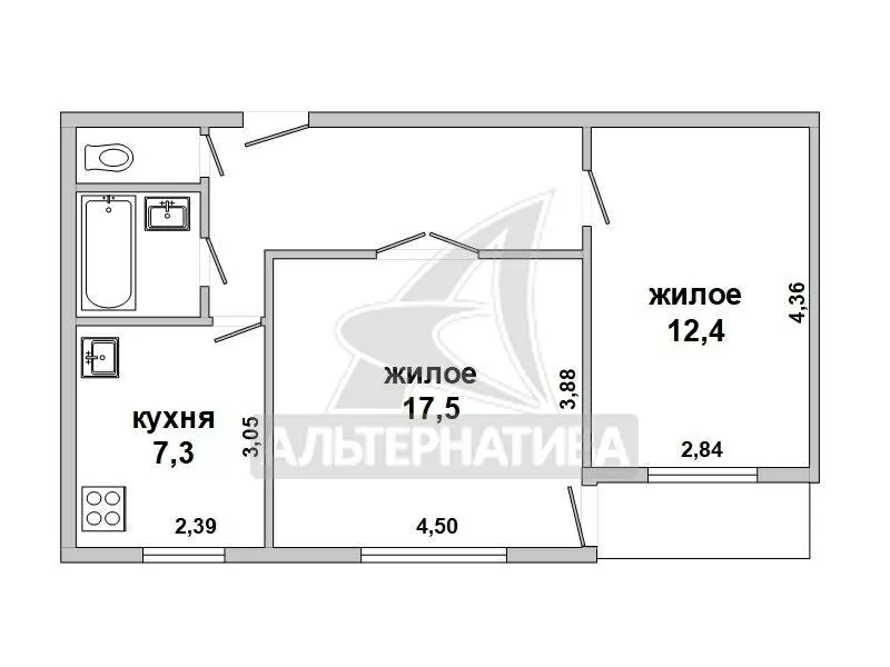 2-комнатная квартира,  г.Брест,  Московская ул.,  1976 г.п. w180066 3