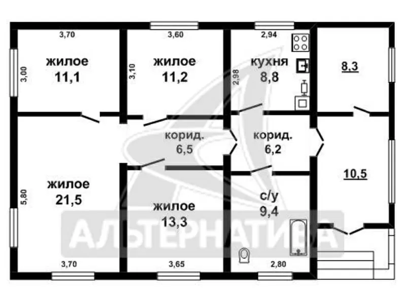 Жилой дом. 2006 г.п. г.Брест. Кирпич / шифер. 1 этаж. r162237 17