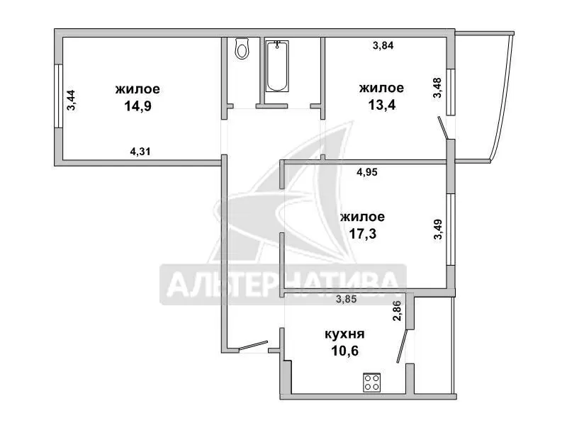 3-комнатная квартира,  г. Брест,  ул. Рокоссовского. w180894 23