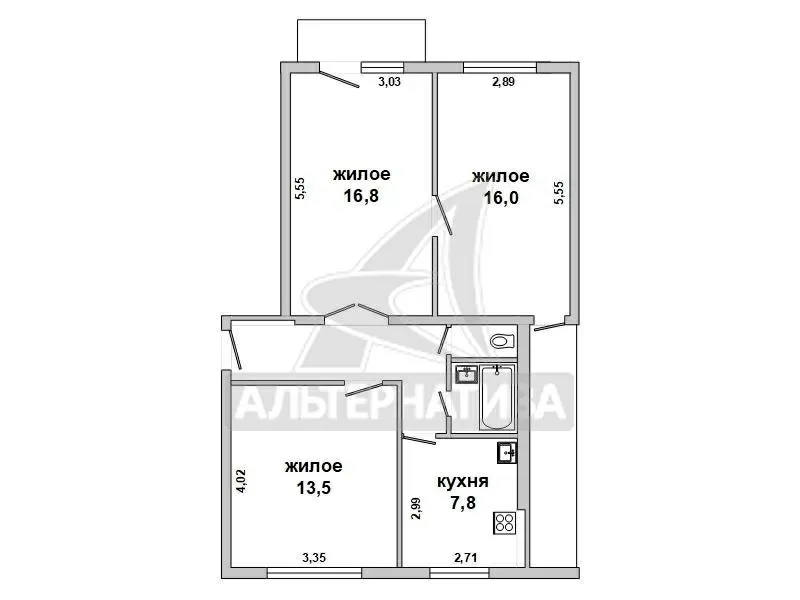 3-комнатная квартира,  п. Сосновка,  ул. Сосновая. w180978 8