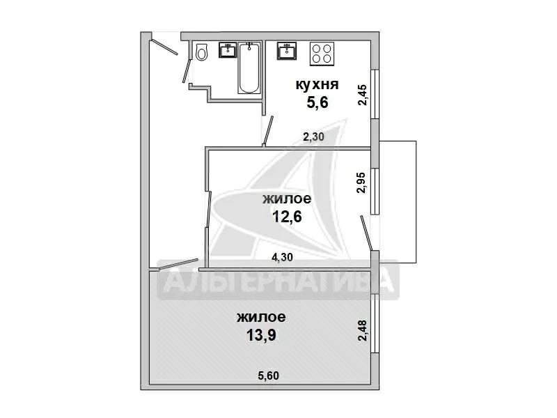 Комната в двухкомнатной квартире (9/20 доля),  г. Брест. w180928