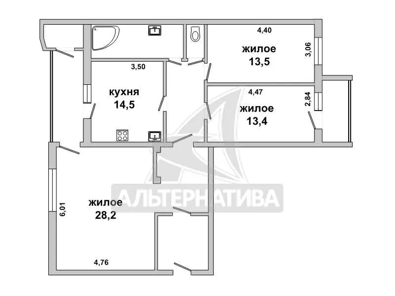 3-комнатная квартира,  г. Брест,  ул. Мошенского,  1995 г.п. w181661 10