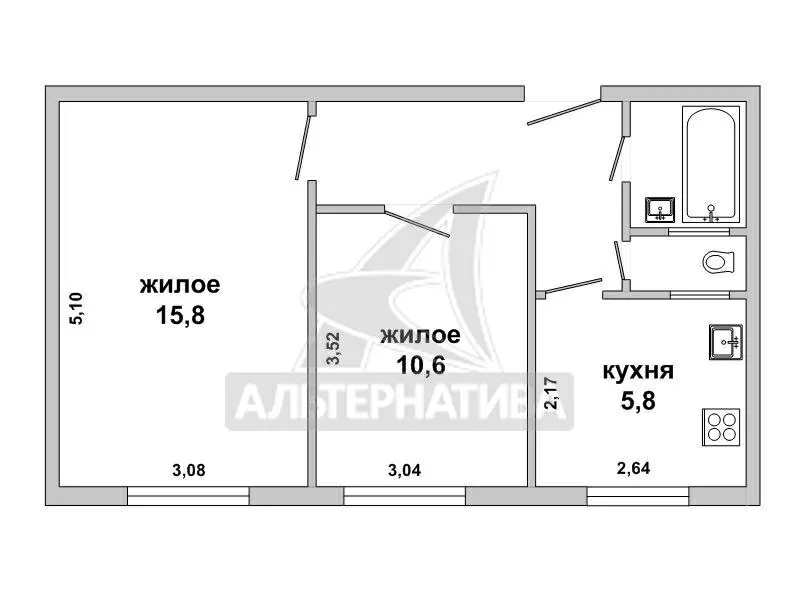 2-комнатная квартира,  г. Брест,  ул. Пушкинская,  1957 г.п. w181748 7