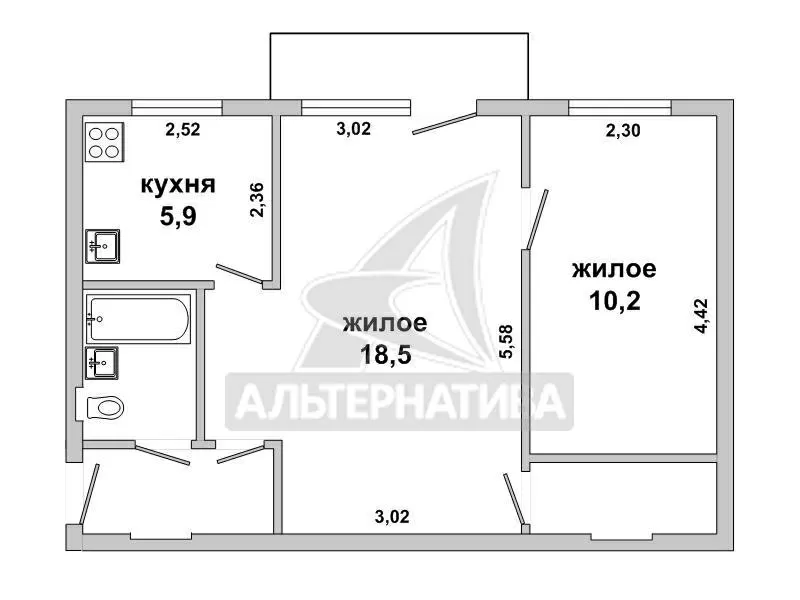 2-комнатная квартира,  г. Брест,  пр-т Машерова,  1968 г.п. w181724 11