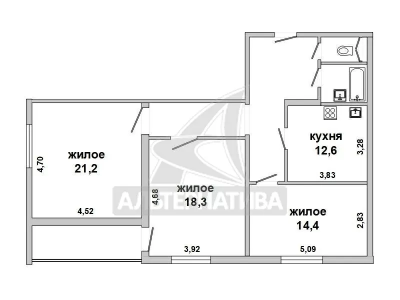 3-комнатная квартира,  г. Высокое,  ул. Строителей,  1999 г.п. w181925 7