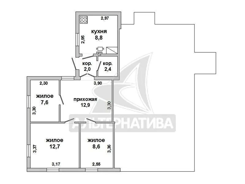 Часть жилого дома (доля: 12/25) в Бресте. общ.СНБ - 55, 0 кв.м. r172719 9