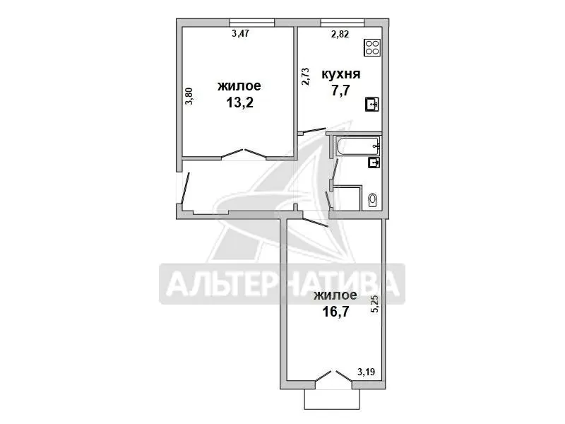 2-комнатная квартира,  г. Брест,  ул. Мицкевича,  1958 г.п. w182166 2