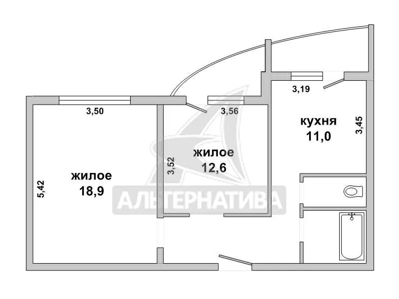 2-комнатная квартира,  г. Брест,  пер. 3-й Заводской,  2009 г.п. w182074 9