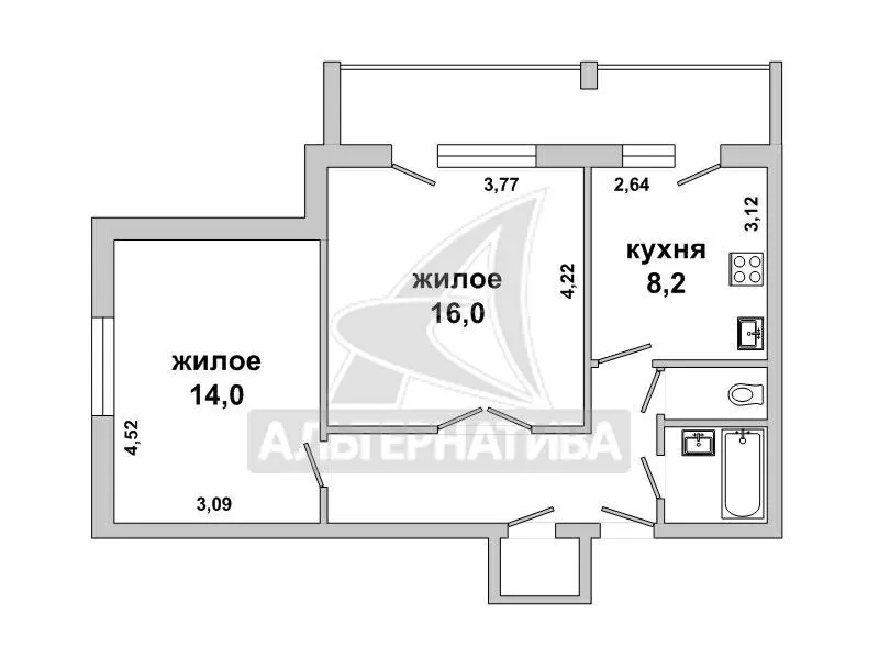 2-комнатная квартира,  г. Брест,  пер. Сосновый,  1999 г.п. w182060 8