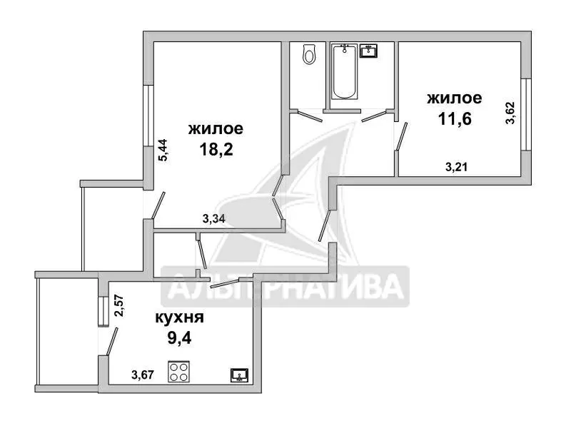 2-комнатная квартира,  г. Малорита,  ул. Маруды,  2000 г.п. w182227 12