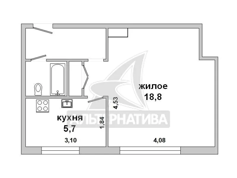 1-комнатная квартира,  аг. Мухавец,  ул. Рабочая,  1965 г.п. w183091 2