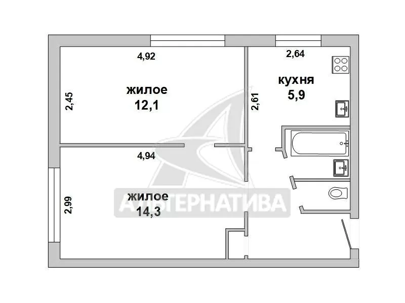 2-комнатная квартира,  г. Каменец,  ул. Брестская. w182763 5