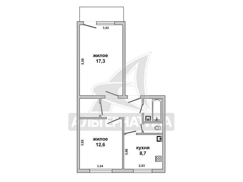 2-комнатная квартира,  г. Брест,  б-р Космонавтов. w182709 13