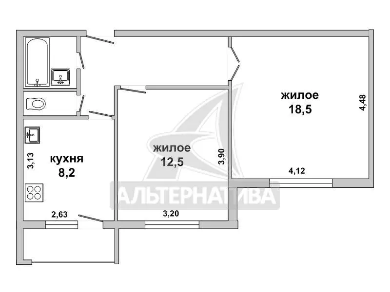2-комнатная квартира,  г. Брест,  ул. Стафеева,  1997 г.п. w160632 8