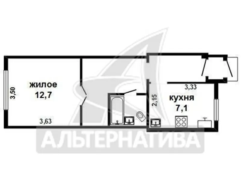 1-комнатная квартира,  г.Брест,  Пушкинская ул. w161193 9