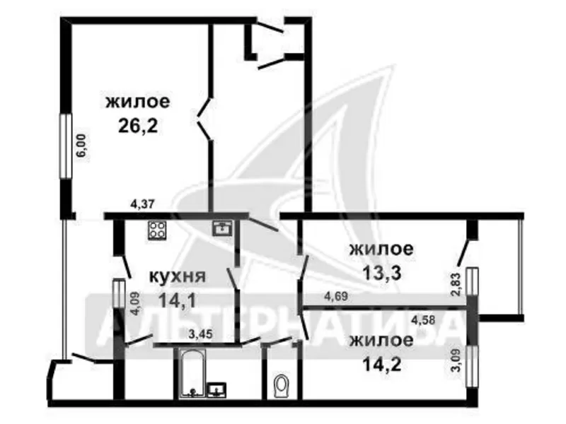 3-комнатная квартира,  Мошенского,  1995 г.п.,  107, 6/53, 7/14, 1. w160991 18