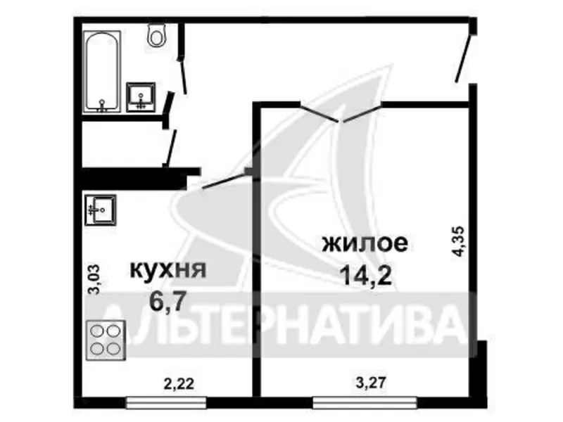 1-комнатная квартира,  г.Брест,  Космонавтов бул-р,  1977 г.п. w160379 9