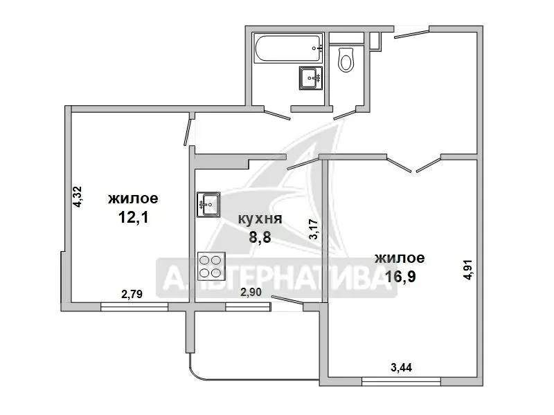 2-комнатная квартира,  г. Брест,  ул. Рябиновая,  1994 г.п. w160688 12