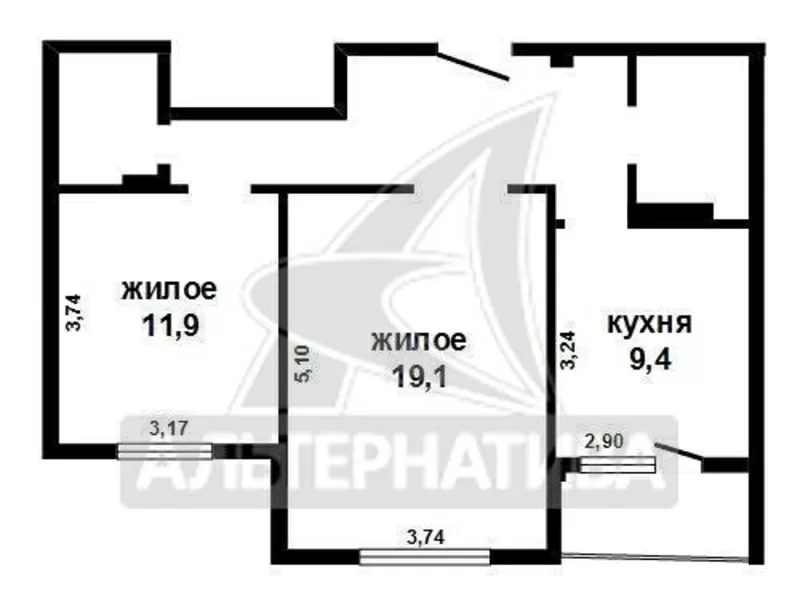 2-комнатная квартира,  Московская,  2007 г.,  60, 1/29, 3/9, 4. w161015 3