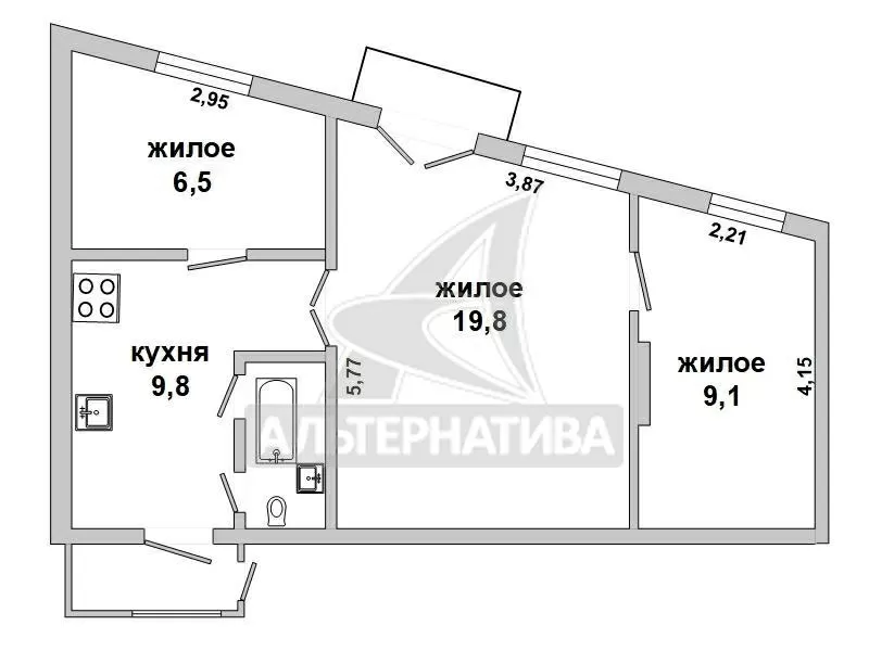 3-комнатная квартира,  г.Брест,  Советская ул.,  47, 7/35, 4/9, 8. w160132 3