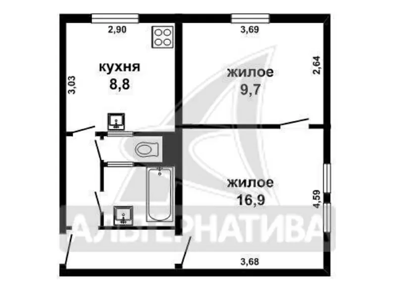 2-комнатная квартира,  г.Брест,  Карла Маркса ул. w160128 6