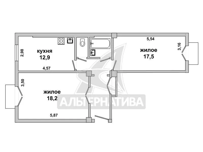 2-комнатная квартира,  г.Брест,  Ленина ул. w160227 13