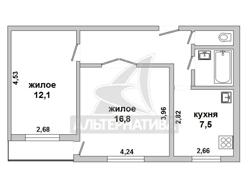 2-комнатная квартира,  Мошенского ул.,  1990 г.п.,  52/28, 9/7, 5. w160804 9