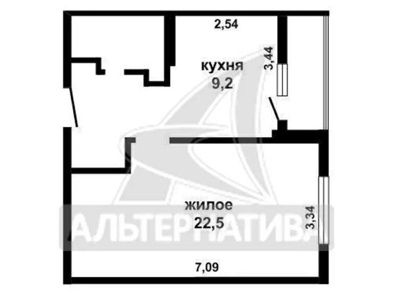 1-комнатная квартира,  Краснознаменная,  2015 г.,  44, 7/22, 5/9, 2. w161128 10