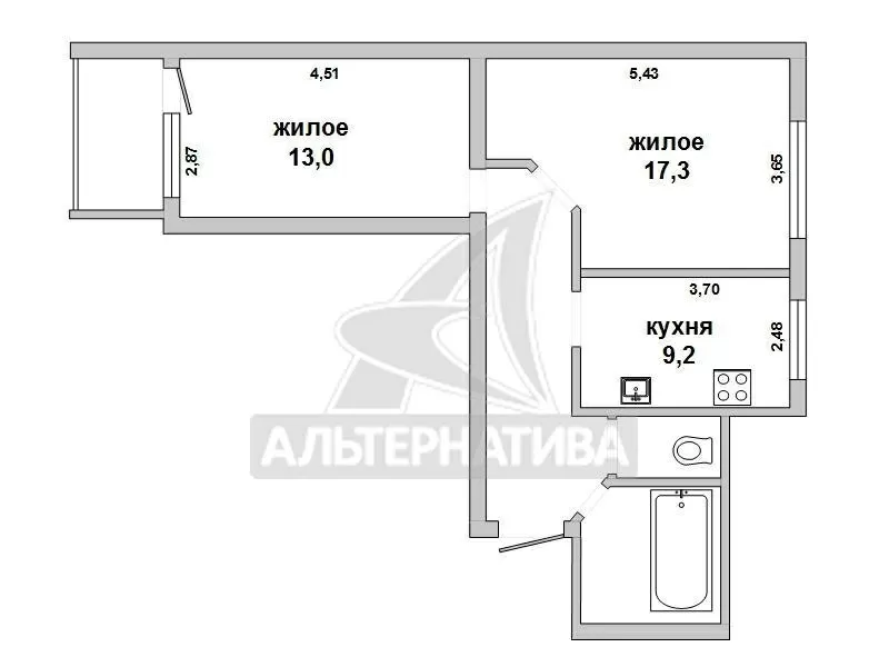 2-комнатная квартира,  г.Брест,  Мошенского ул.,  2/5 кирпичного. w160060 3