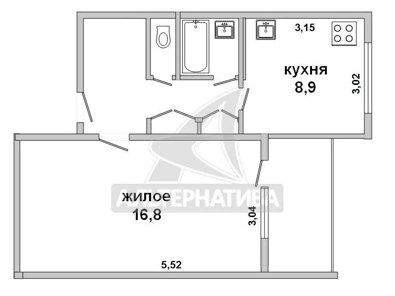 1-комнатная квартира,  г.Брест,  Ленинградская ул.,  1986 г.п. w160344