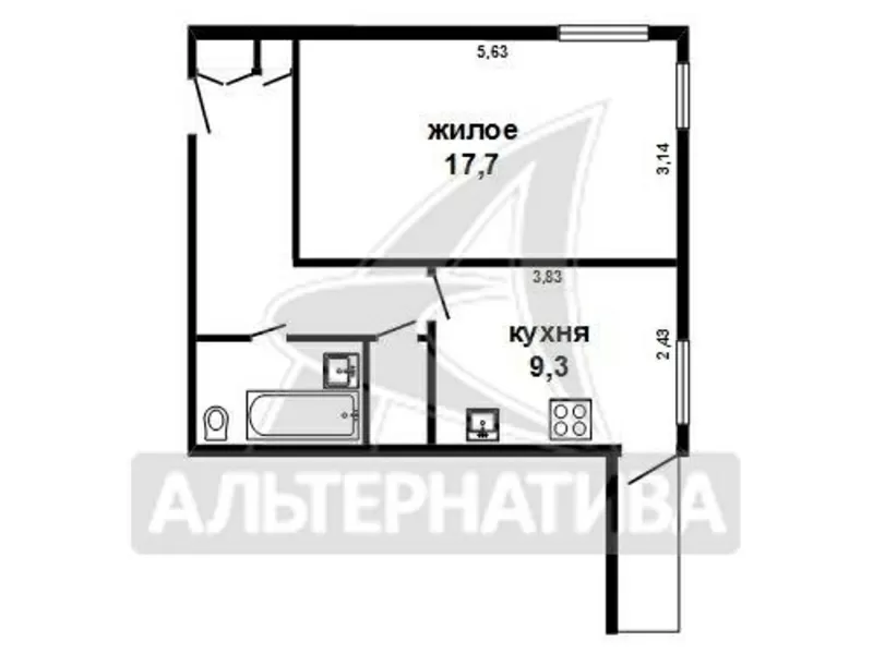 1-комнатная квартира,  Брестский р-н,  д.Вистычи. w160937