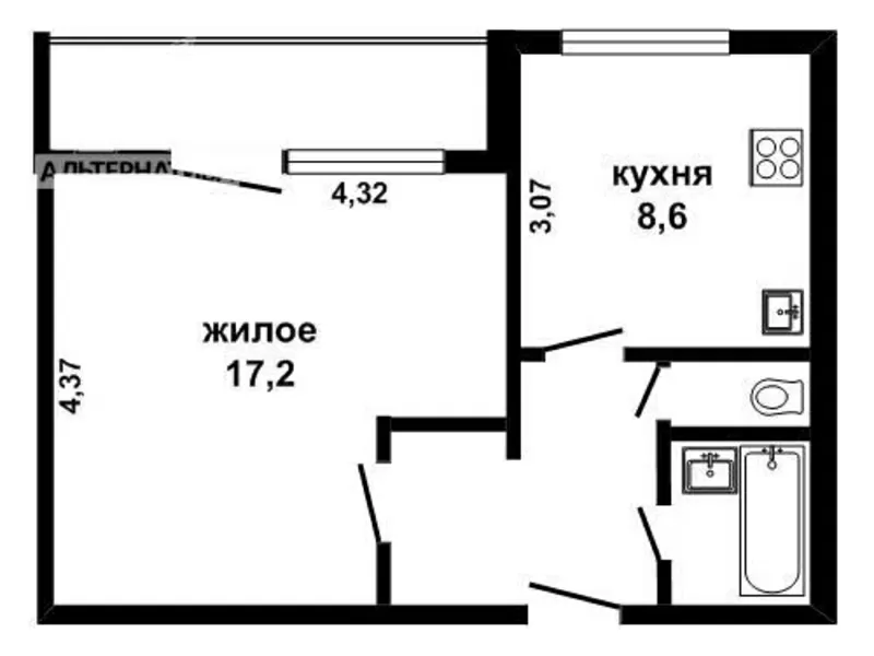 1-комнатная квартира,  г.Брест,  Дубровская ул. w160063