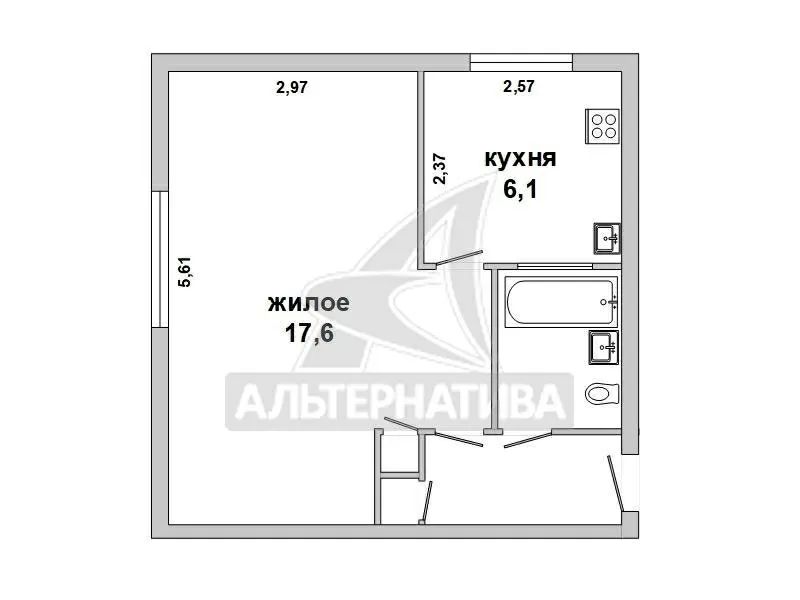 1-комнатная квартира,  г. Брест,  пр-т Машерова,  1962 г.п. w183120 2