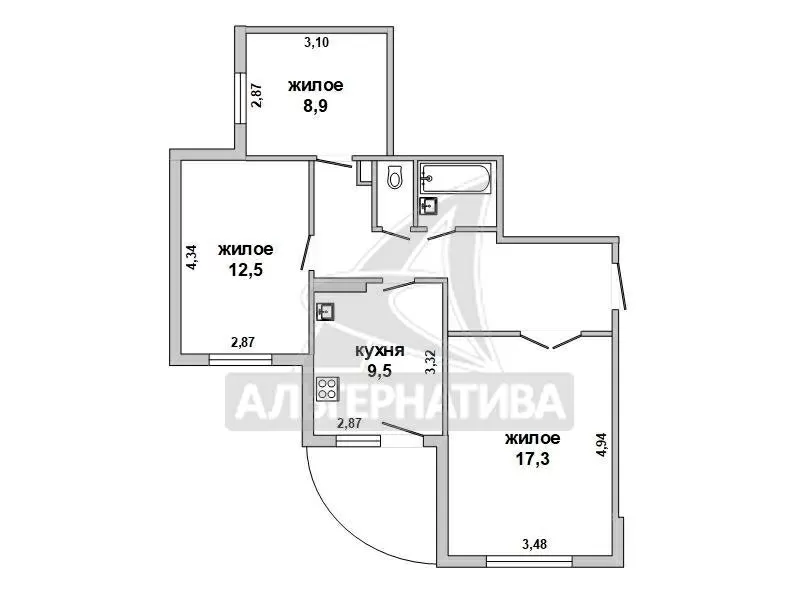 3-комнатная квартира,  г. Брест,  ул. Мичурина,  1986 г.п. w182210 5