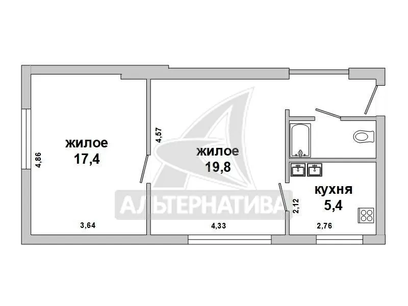 2-комнатная квартира,  г. Брест,  ул. Рокоссовского,  1980 г.п. w182565 11