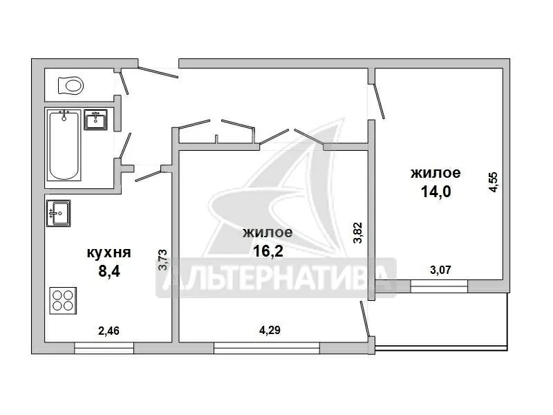 2-комнатная квартира,  г.Брест,  Кооперативная ул. w172091 2