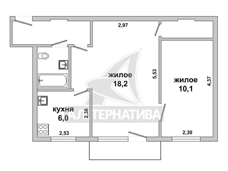 2-комнатная квартира,  г. Брест,  ул. МОПРа. w180546 5