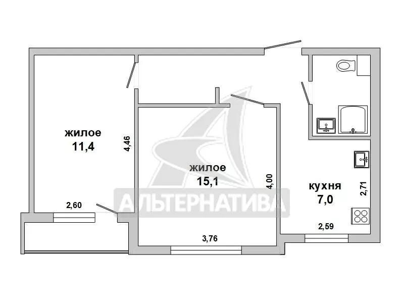 2-комнатная квартира,  г. Брест,  пр-т Машерова. w181053 7